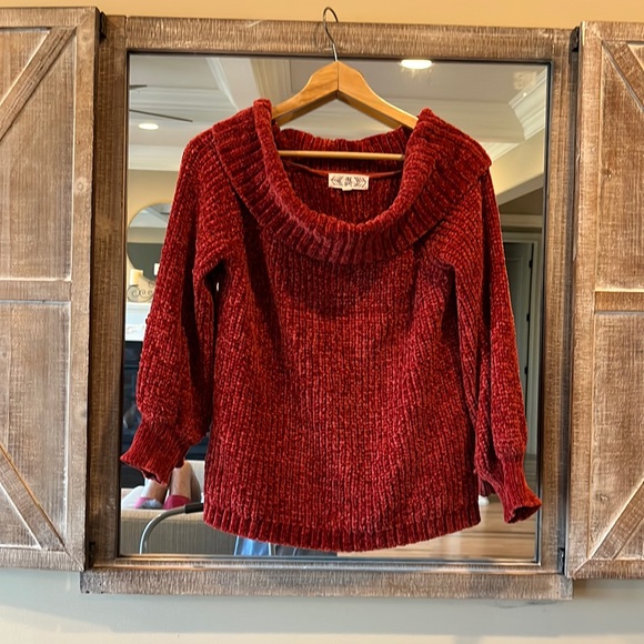 Cozy Rich Chenille Plush Cowl Neck Sweater Womens Medium Rust - Picture 5 of 15